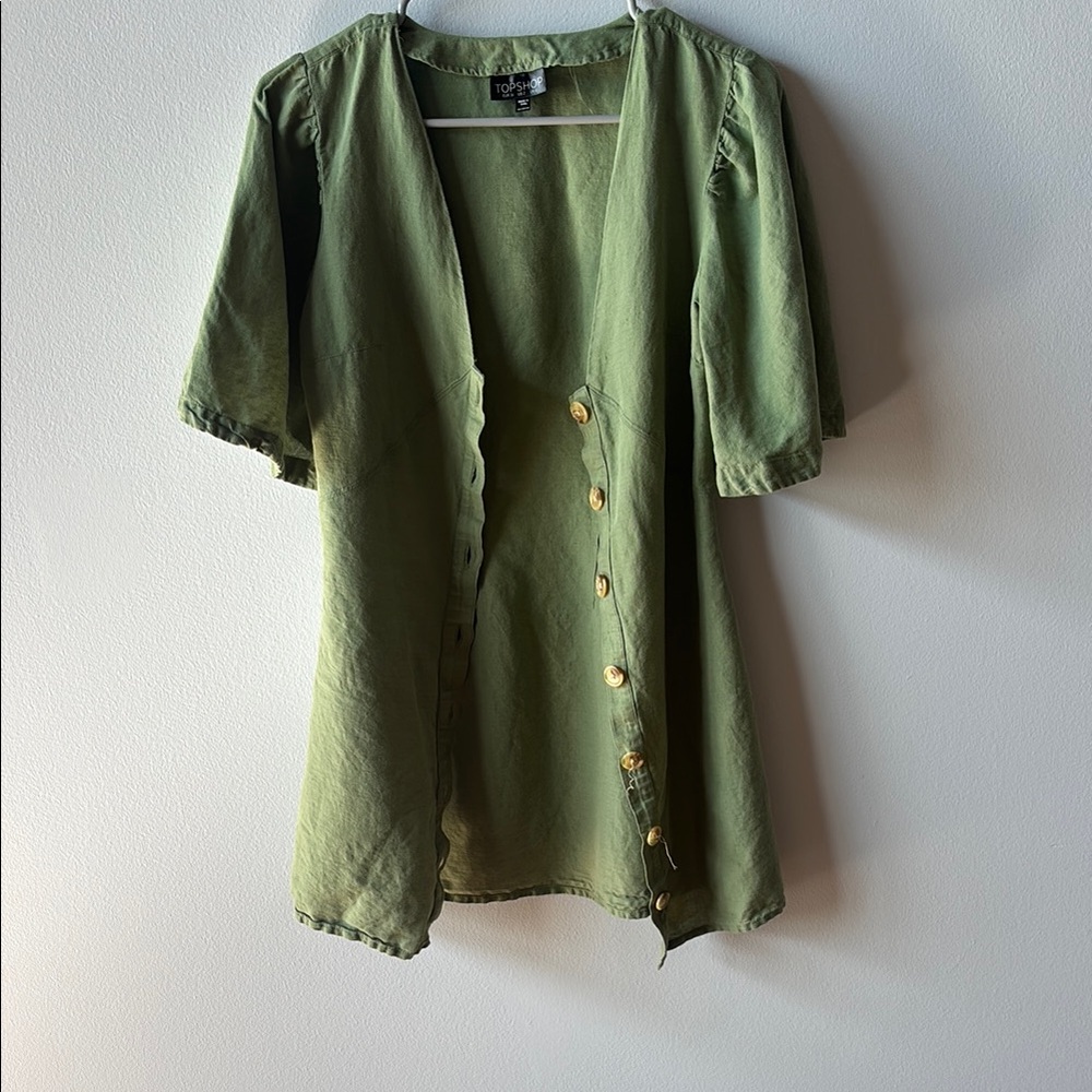 Topshop green Button-Up mini dress